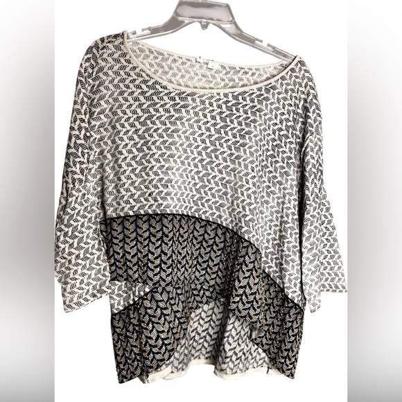 Moth By Anthropologie Women’s Black/White Geometric Orange Beads Crosstop SZ XL - Picture 7 of 8